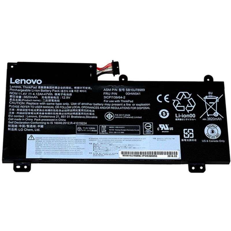 Original 47Wh 4280mAh Lenovo 00HW040 SB10J78988 Batterie